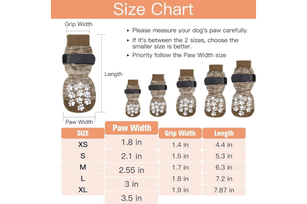 EXPAWLORER Anti-Slip Dog Socks Brown M 3 Pairs