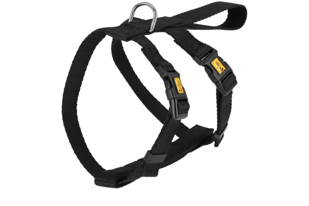 Dingo Waldemar Rutkowski Lightweight and Adjustable Dog Safety Harness for Car Travel with Chrome D-Ring on Back Size XL, Black