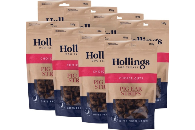 Hollings Pig Ear Strips Dog Treats 8 x 150g