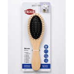 Trixie Double Sided Dog Brush Wooden Grooming Brush for Undercoat & Top