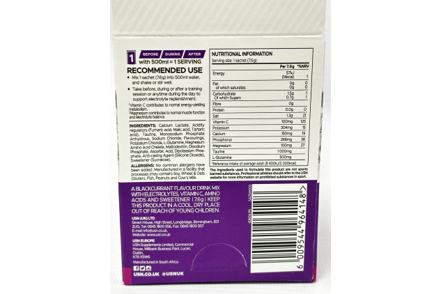 USN Instant Hydrator Blackcurrant Electrolyte Drink Sachets 20 x 7.6g