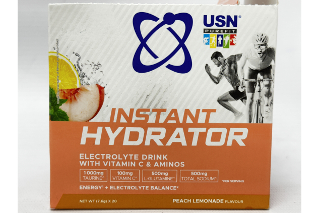 USN Instant Hydrator Peach Lemonade Electrolyte Drink Sachets 20 x 7.6g