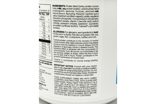 USN Pro Recover Strawberry Milk Recovery Drink Powder 400g