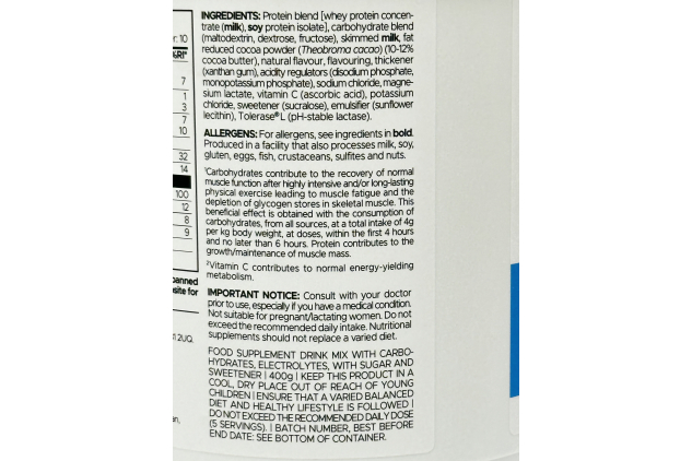 USN Pro Recover Chocolate Milk Recovery Drink Powder 400g