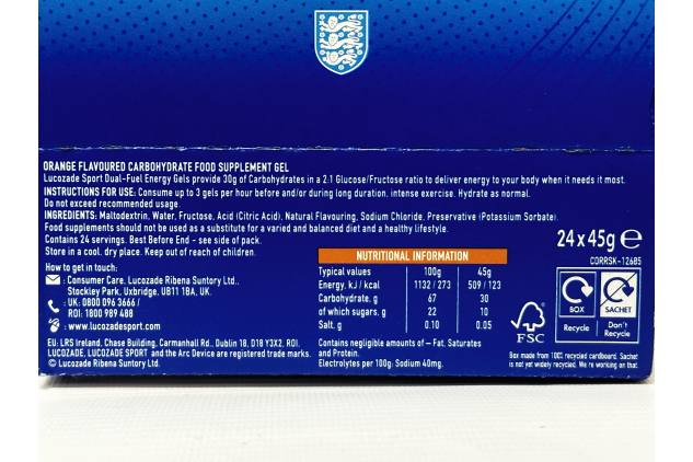 Lucozade Sport Dual-Fuel Orange Energy Gels 24 x 45g