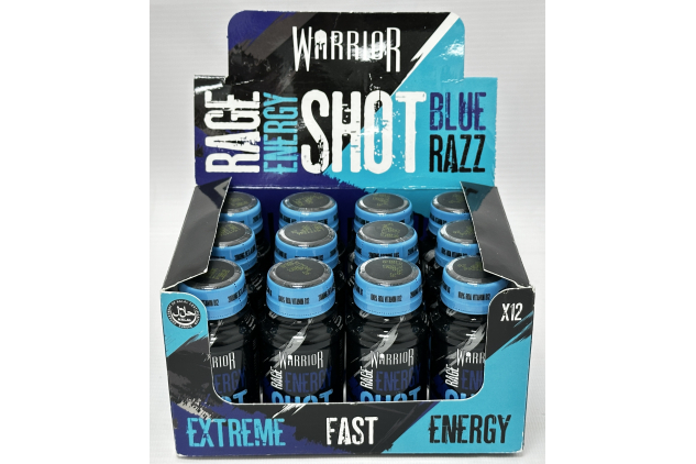 Warrior Rage Energy Shot Blue Razz 12 x 60ml