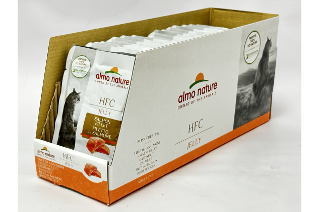 Almo Nature HFC Jelly Salmon Fillet Adult Cat Food Pouches 24 x 55g