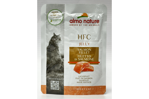 Almo Nature HFC Jelly Salmon Fillet Adult Cat Food Pouches 24 x 55g