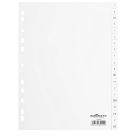 Durable Index Files Labled A-Z - Pre Printed Tabs with Universal Punching - Pack of 20 White Index Sheets