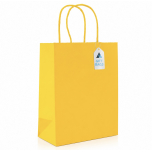 Small Paper Gift Bags with Twist Handles Yellow, 18x9x22cm, 25 Pack, Premium Kraft Material for Birthdays, Parties, Weddings