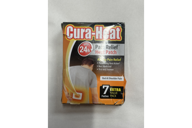 Cura-Heat Back & Shoulder Pain Heat Patch 7 Patches | Targeted Pain Relief Imperfect Box
