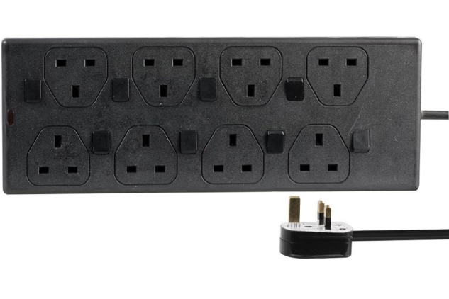 Pro Elec PEL00046 8 Way Individually Switched Extension Lead Black 3m
