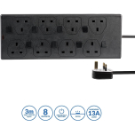 Pro Elec PEL00046 8 Way Individually Switched Extension Lead Black 3m