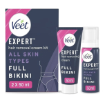 Veet Expert Bikini Kit 50ml Hair Removal Cream, 50ml Multi Benefit Foam All Skin Types