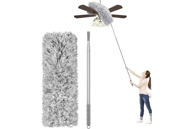 Extendable Bendable Microfibre Feather Duster 110 Inch Telescopic Pole
