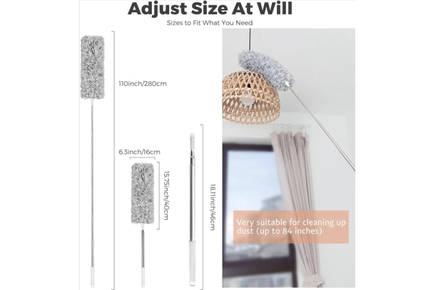 Extendable Bendable Microfibre Feather Duster 110 Inch Telescopic Pole