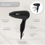 Red Hot Travel Hair Dryer Dual Voltage Black 1200W
