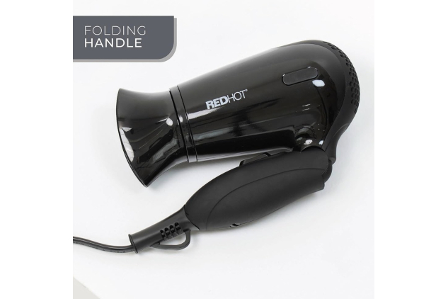 Red Hot Travel Hair Dryer Dual Voltage Black 1200W