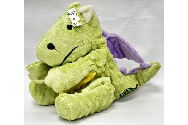 goDog Dragon Plush Dog Toy Green with Chew Guard Technology