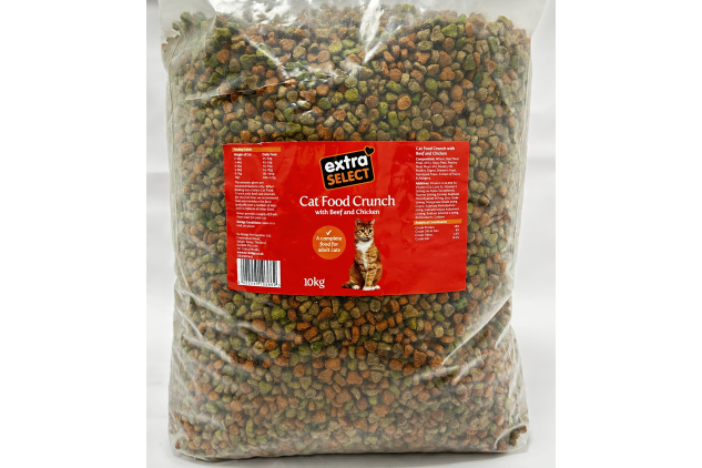 Extra Select Dry Complete Adult Cat Food Crunch with Beef and Chicken 10kg DAMAGED BAG