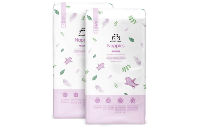 Amazon Brand - Mama Bear Premium Nappies, Size 5 10-16 kg 160 Count 2 Packs of 80 White