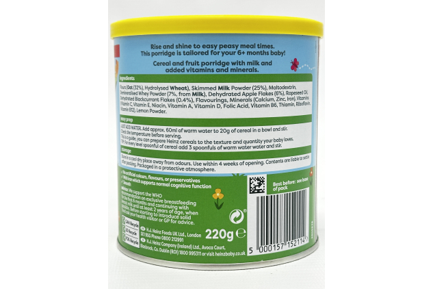 Heinz Oat & Apple Baby Porridge 220g