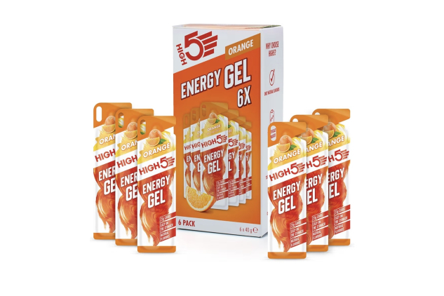 HIGH5 Carbohydrate Gels Running Supplements for Fast Energy Caffeine-Free Orange 6 x 40g