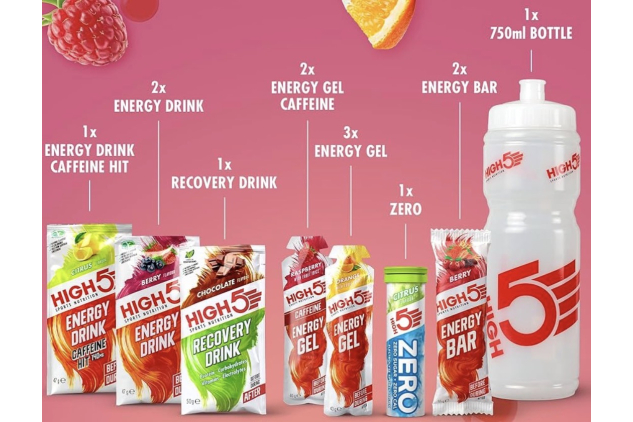 HIGH5 Cycle Pack Sports Nutrition Kit with Energy Gels, Energy Drinks, Recovery Drink, Energy Bars, ZERO Tablets & 750ml Bottle