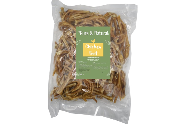 Pure & Natural Dried Chicken Feet Dog Treats 1kg Natural Chews