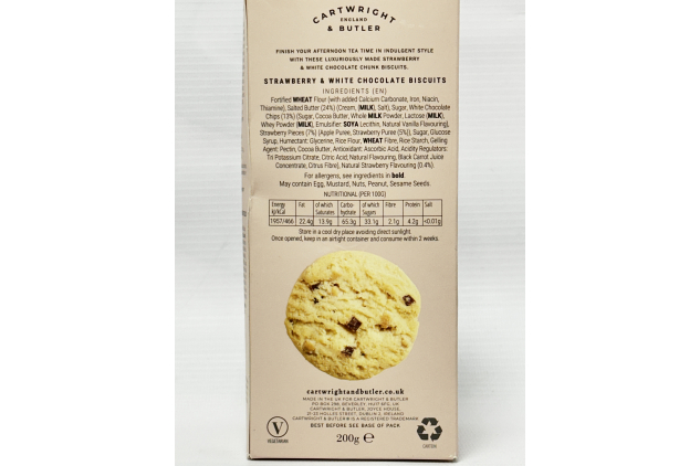 Cartwright & Butler Strawberry & White Chocolate Biscuits 200g | See Description