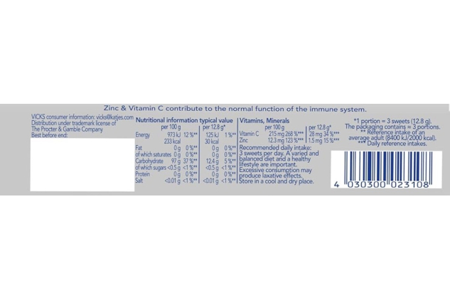 Vicks VapoDrops TripleAction Sugar Free Blackcurrant Lozenges 42g