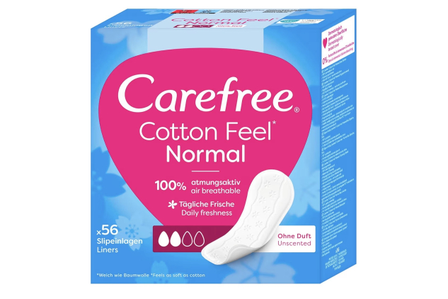 Carefree Cotton Unscented Panty Liners 1x Pack of 56 Soft and Comfortable Panty Liners for Women Imperfect Box