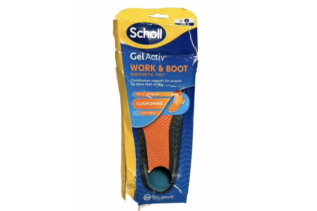 Scholl GelActiv Work & Boot Insoles for Men and Women, All Day Comfort at Work, Shock Absorption and Comfort Cushioning with GelWave Technology Size UK 7 - 12 IMPERFECT BOX