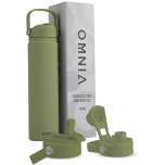 Vacuum Insulated Stainless Steel Water Bottle with 2 Lids 750ml – Olive Green