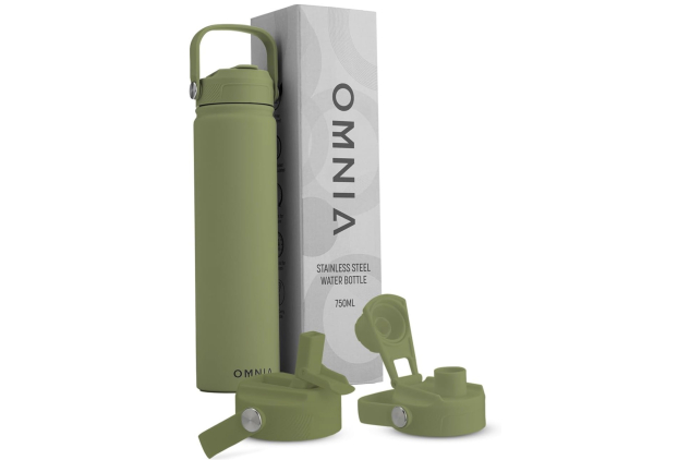 Vacuum Insulated Stainless Steel Water Bottle with 2 Lids 750ml – Olive Green