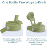 Vacuum Insulated Stainless Steel Water Bottle with 2 Lids 750ml – Olive Green