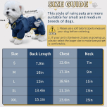 Miucat Waterproof Dog Raincoat Blue Large | Hooded Reflective 4-Leg Jacket