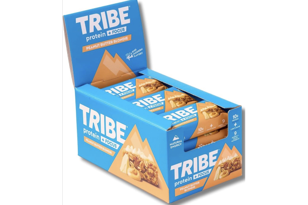 TRIBE Protein + Focus Peanut Butter Blondie Vegan Protein Flapjack Bars 12 x 60g