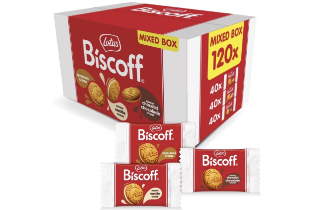 Lotus Biscoff Mixed Sandwich Biscuit Selection Box 120 Pack (40 Biscoff Cream, 40 Vanilla, 40 Milk Chocolate) 1200g