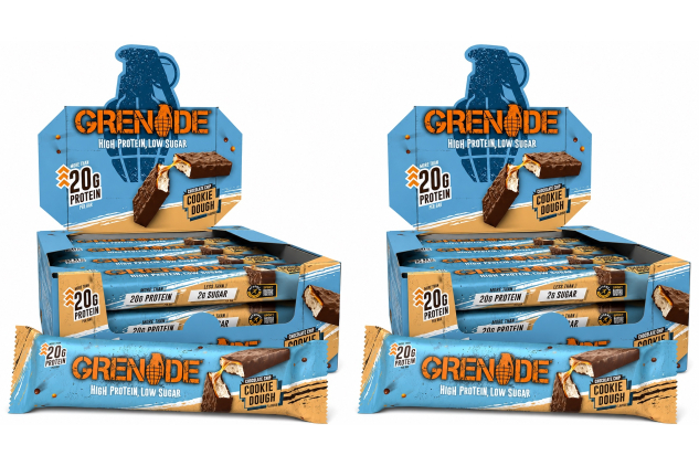 Grenade Chocolate Chip Cookie Dough Protein Bars 24 x 60g | High Protein Low Sugar Snack | 21g+ Protein Per Bar | Milk Chocolate Coated Cookie Dough Bars