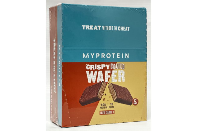 MyProtein Crispy Coated Wafer Salted Caramel Protein Bars 12 x 40g | High Protein Wafer Snack | 12g Protein, Low Sugar | Milk Chocolate Coated