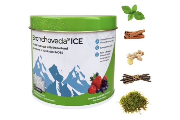 ICE Throat Lozenges with Icelandic Moss Vitamin C, Ginger, Liquorice, Holy Mixed Berry Flavor Pack of 50