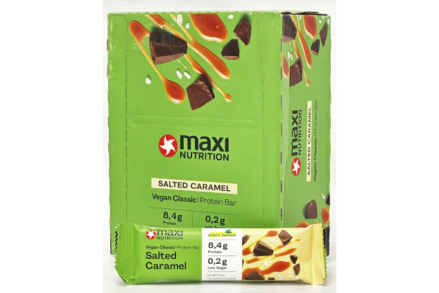 MaxiNutrition Vegan Classic Protein Bars Salted Caramel 16 x 35g | Plant Based High Protein Snack | Low Sugar Vegan Protein Bars