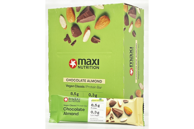 MaxiNutrition Vegan Classic Protein Bars Chocolate Almond 16 x 35g | Plant Based High Protein Snack | Low Sugar Vegan Protein Bars