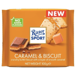 Ritter Sport Caramel & Biscuit Milk Chocolate Bars 11 x 100g | Crunchy Butter Biscuit & Smooth Caramel | Bulk Multipack