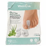 Gel Toe Separators and Bunion Toe Spacers - 12 Pack Toe Spacers with Aloe Vera Extract Infused Imperfect Box
