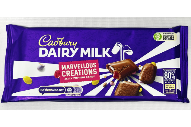Cadbury Dairy Milk Marvellous Creations Jelly Popping Candy Chocolate Bar 160g