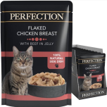 HiLife Perfection Flaked Chicken Breast with Beef in Jelly Cat Food Pouches 18 x 70g | Natural Complementary Wet Cat Food 1.26kg