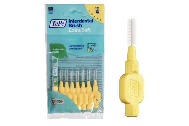 TePe Interdental Brush Extra Soft Yellow 0.7mm/ISO 4 8pcs