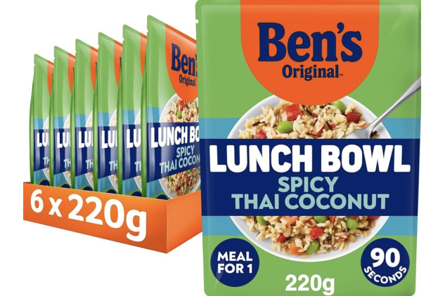 Ben's Original Lunch Bowl Spicy Thai Coconut Rice Ready Meal Pouches 6 x 220g